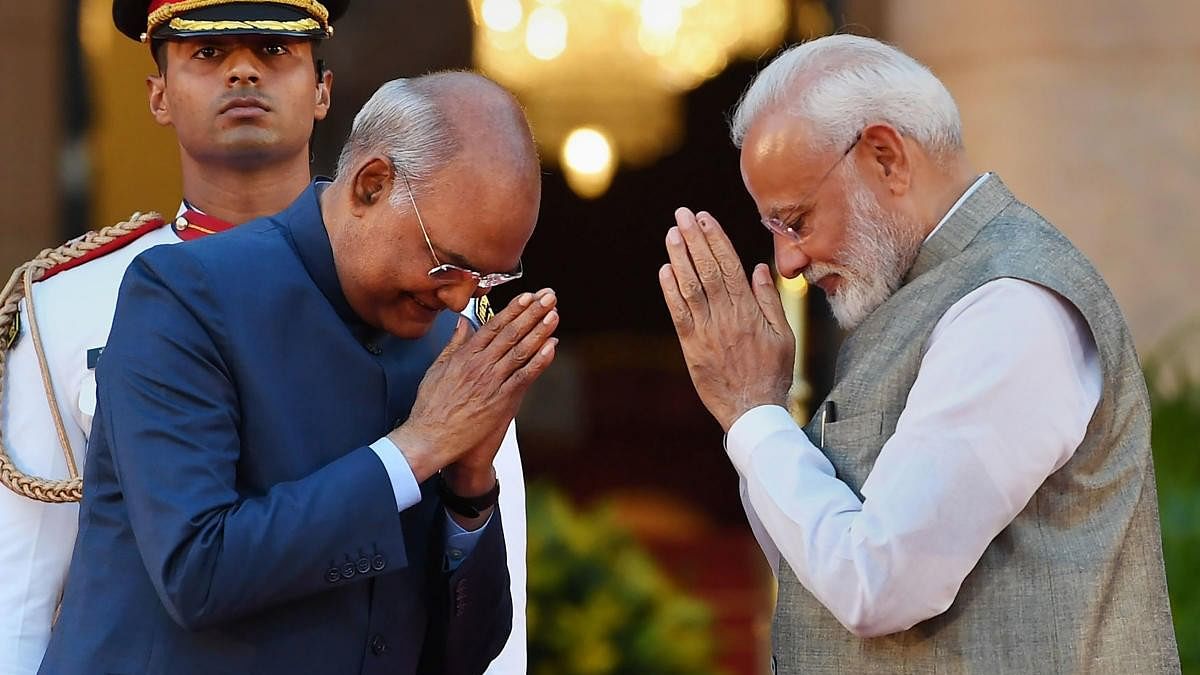 <div class="paragraphs"><p>Ram Nath Kovind greets Prime Minister Narendra Modi.</p></div>