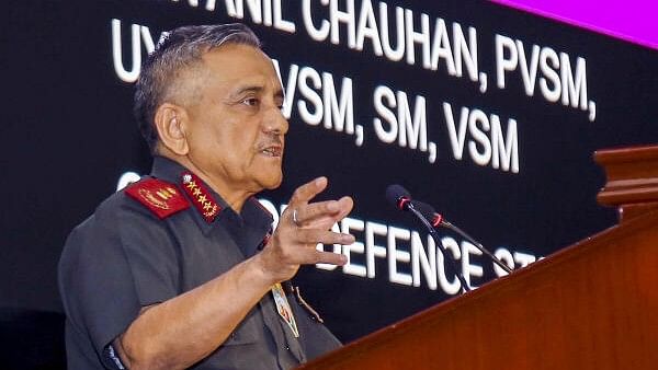 <div class="paragraphs"><p>Chief of Defence Staff General Anil Chauhan speaks during the Foreign Service Attaches Conclave, in New Delhi, Wednesday, Sept. 18, 2024. </p></div>