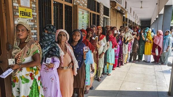 <div class="paragraphs"><p>People wait in a queue to cast their votes at a polling booth during the sixth phase of Lok Sabha elections, in Haryana's Sonipat. Representative image</p></div>