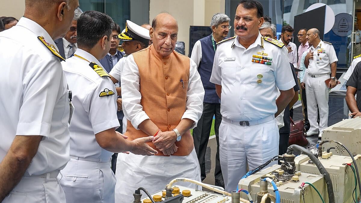 <div class="paragraphs"><p>Union Defence Minister Rajnath Singh during the second edition of Naval Commanders’ Conference 2024, in New Delhi.</p></div>