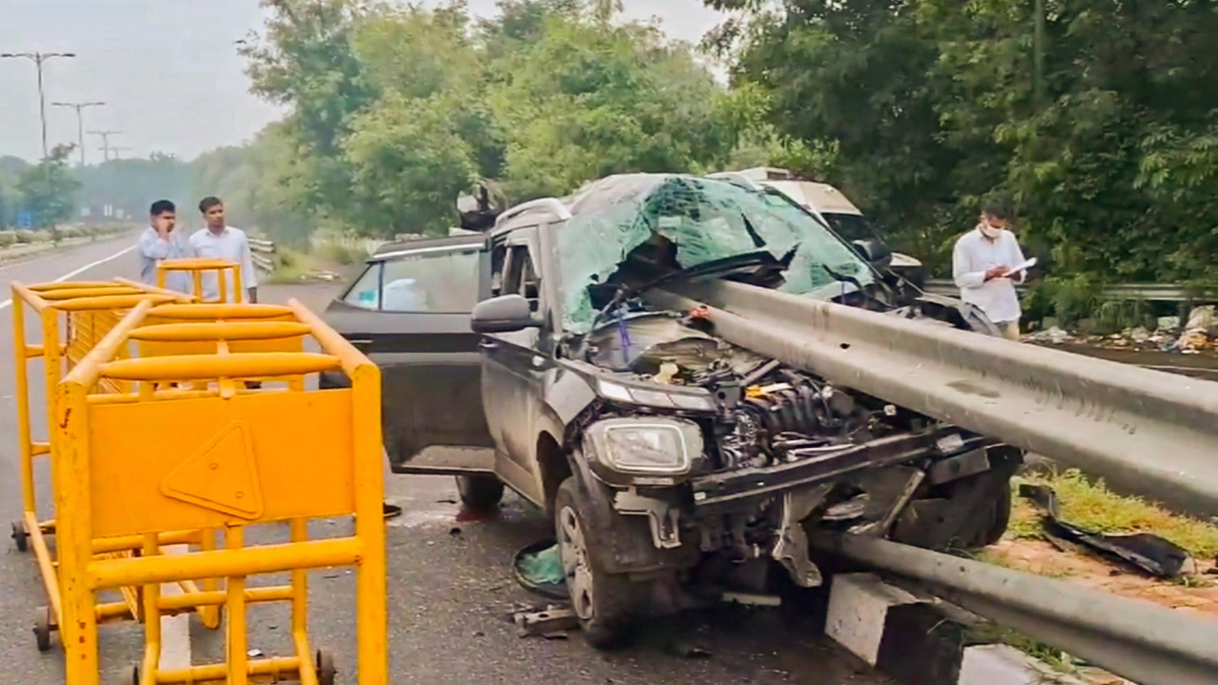 <div class="paragraphs"><p> A damaged SUV after it crashed into a guardrail, in New Delhi, Thursday, Sept 19, 2024.   </p></div>