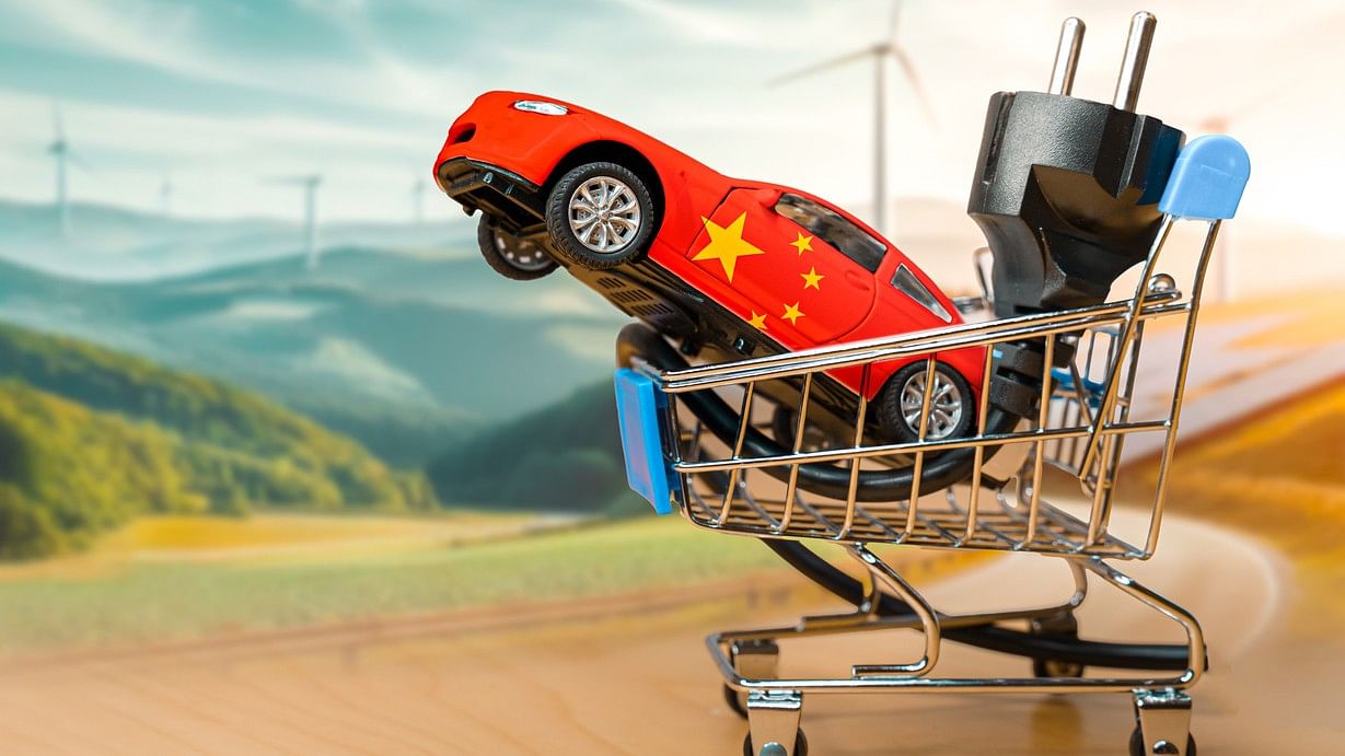 <div class="paragraphs"><p>Illustration showig a car with a China flag, and a charging socket. For representational purposes.</p></div>