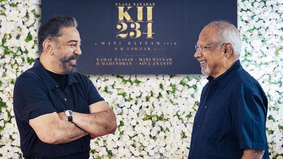 <div class="paragraphs"><p>Kamal Haasan with&nbsp;Mani Ratnam during the movie pooja of <em>KH234</em>.</p></div>