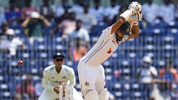 <div class="paragraphs"><p>Bangladesh's Shadman Islam being bowled by India’s Jasprit Bumrah on the second day of a test cricket match between India and Bangladesh, at the MA Chidambaram Stadium, in Chennai.</p></div>