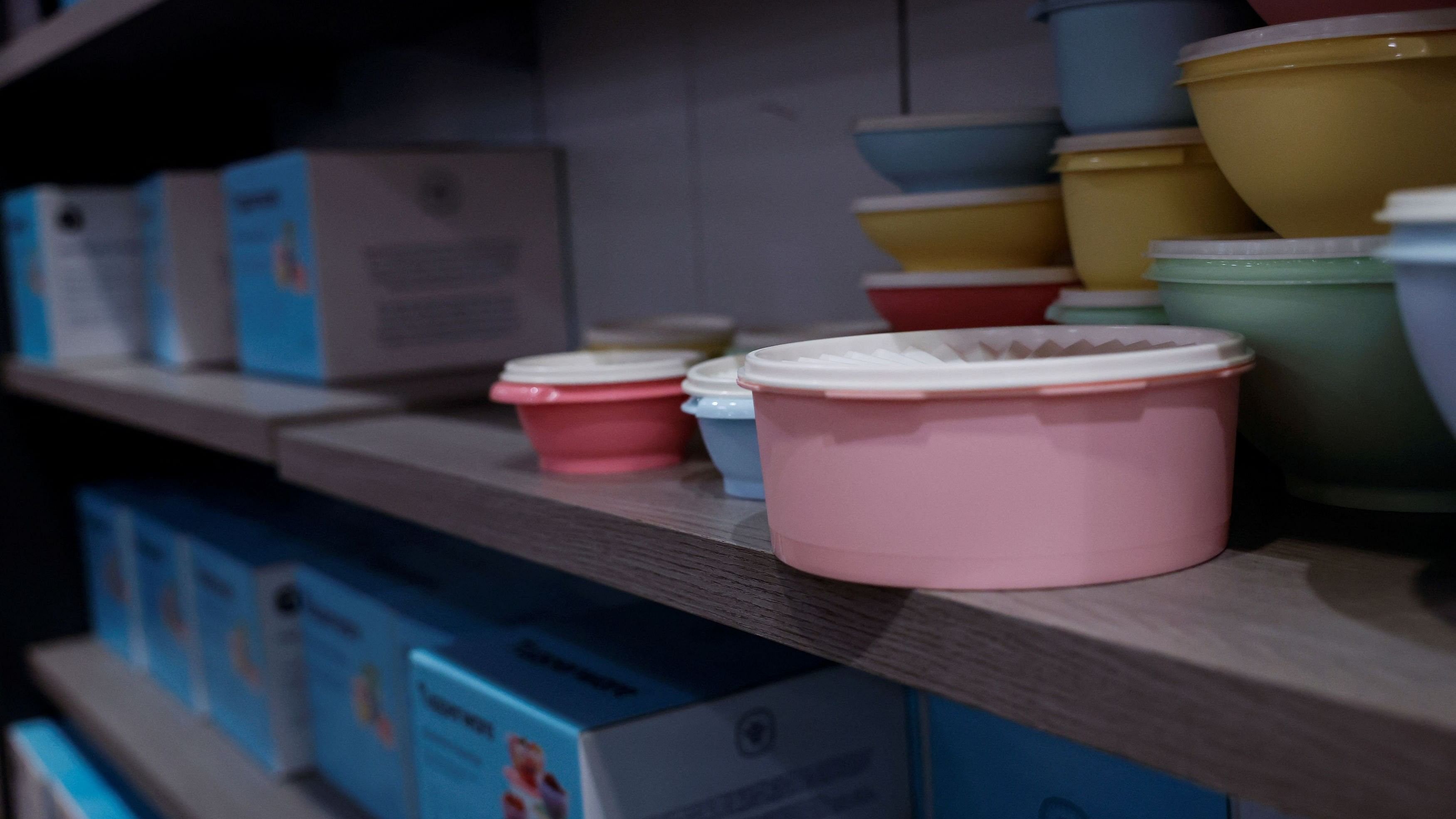 <div class="paragraphs"><p>Tupperware products are seen on display at a store.</p></div>