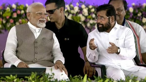 <div class="paragraphs"><p>Prime Miniter Narendra Modi and Maharashtra Chief Minister Eknath Shinde at the National PM Vishwakarma programme, in Wardha, Maharashtra.&nbsp;</p></div>