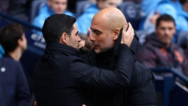 <div class="paragraphs"><p>Arsenal manager Mikel Arteta and Manchester City manager Pep Guardiola.&nbsp;</p></div>