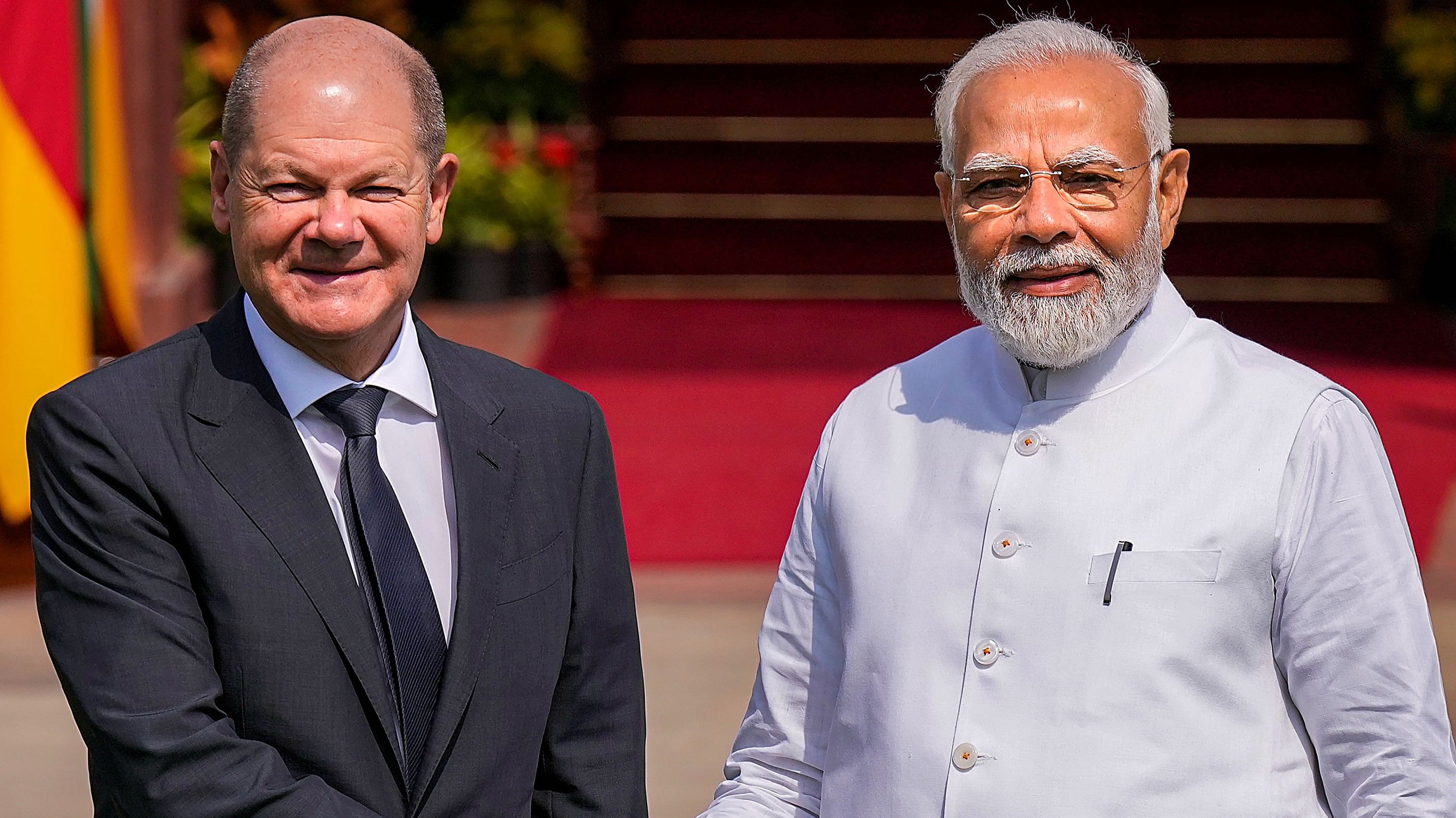 <div class="paragraphs"><p>Prime Minister Narendra Modi shakes hand with German Chancellor Olaf Scholz</p></div>