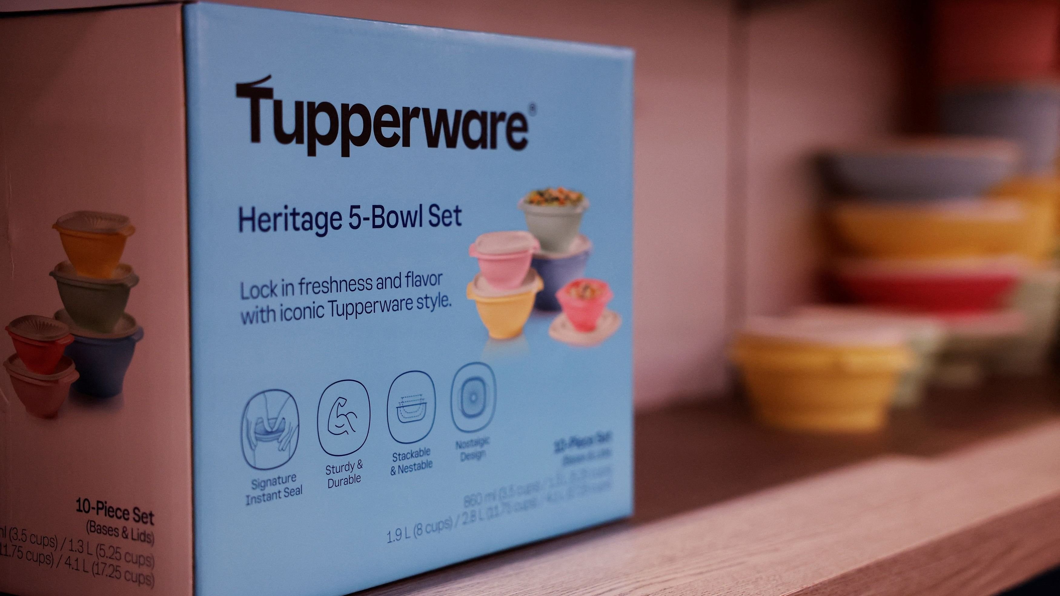 <div class="paragraphs"><p>Tupperware products are seen on display at a store in New York City.&nbsp;</p></div>