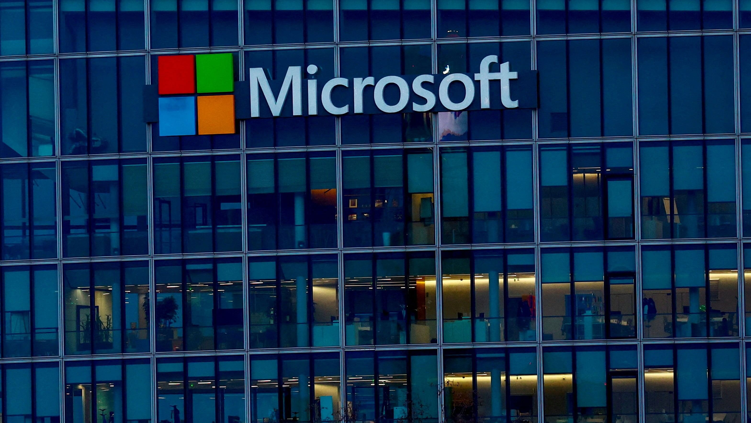 <div class="paragraphs"><p>FILE PHOTO: A view shows a Microsoft logo at Microsoft offices in Issy-les-Moulineaux near Paris, France, February 9, 2024. </p></div>