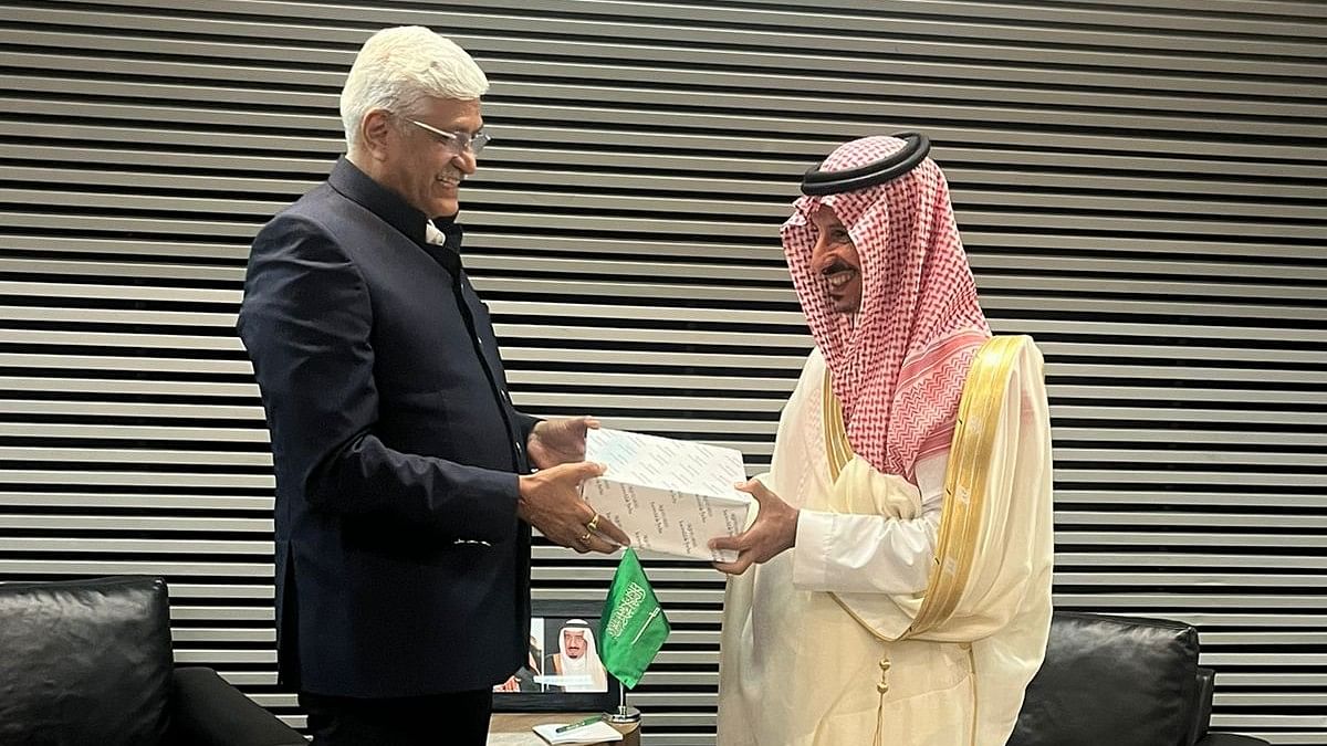 <div class="paragraphs"><p>Union Minister Gajendra Singh Shekhawat with the tourism minister of Saudi Arabia, September 21, 2024.</p></div>