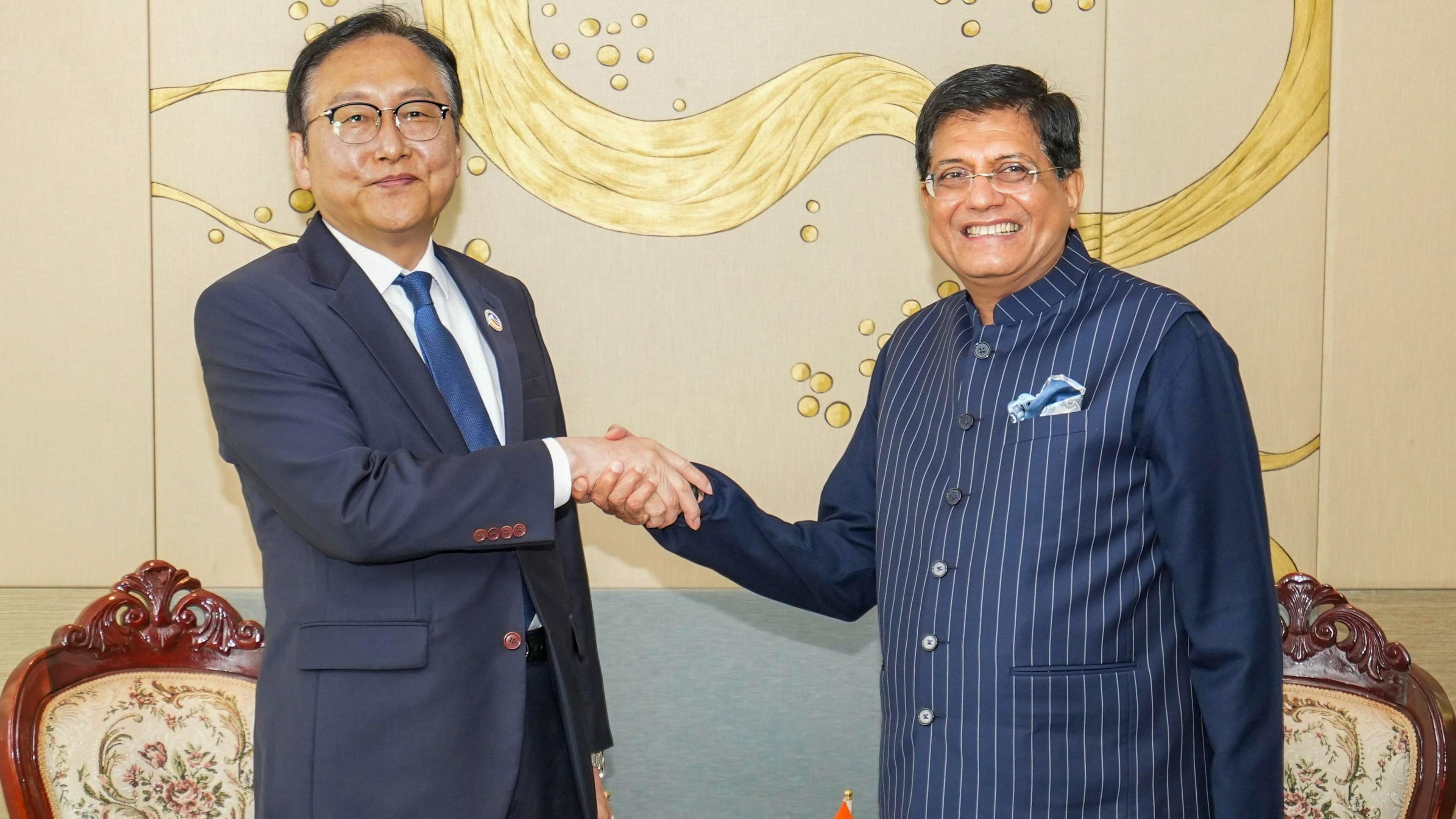 <div class="paragraphs"><p>Union Minister Piyush Goyal during a meeting with Minister of Trade, Industry and Energy, Republic of Korea Inkyo Cheong, in Vientiane, Laos.</p></div>