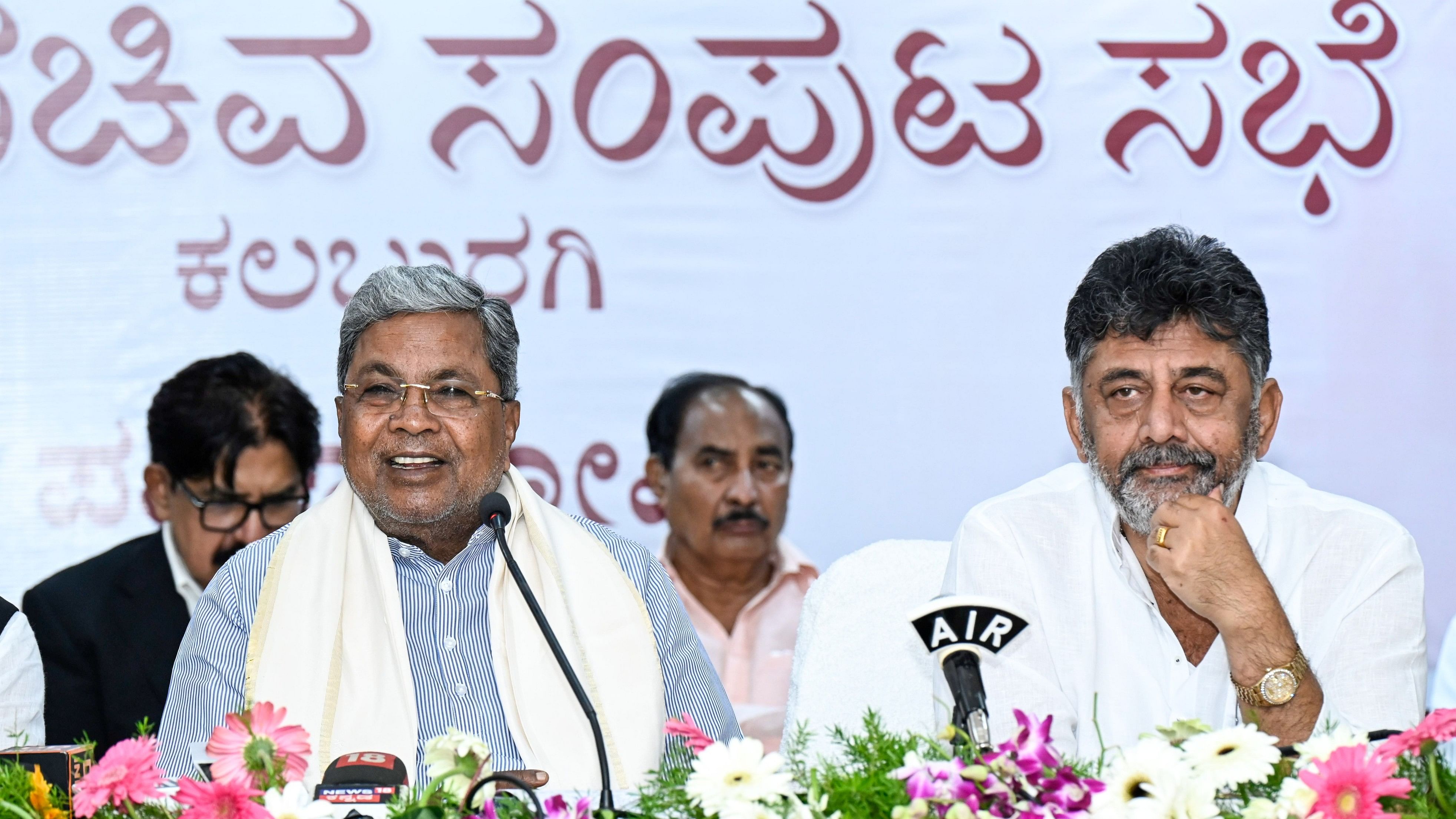 <div class="paragraphs"><p>CM Siddaramaiah and&nbsp;DyCM D K Shivakumar&nbsp;in Kalaburagi. </p></div>