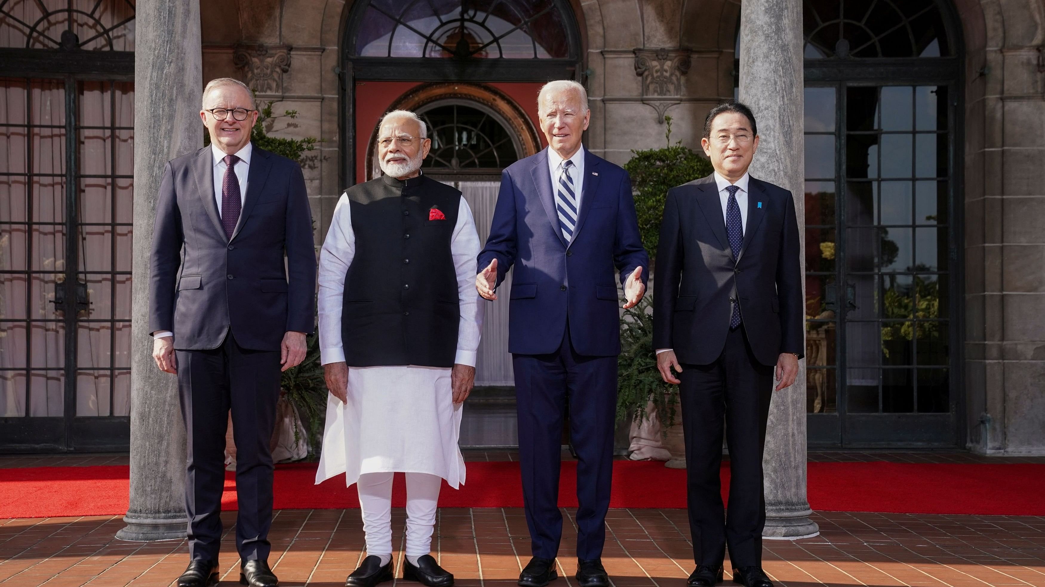 <div class="paragraphs"><p>US President Joe Biden, Japan's Prime Minister Fumio Kishida, Australia's Prime Minister Anthony Albanese and India's Prime Minister Narendra Modi take part in a Quad leaders summit family photo in Claymont, Delaware, U.S., September 21, 2024.  </p></div>