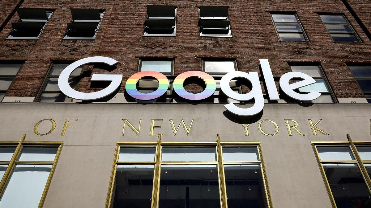 <div class="paragraphs"><p>The Google logo is displayed outside the company offices in New York.</p></div>