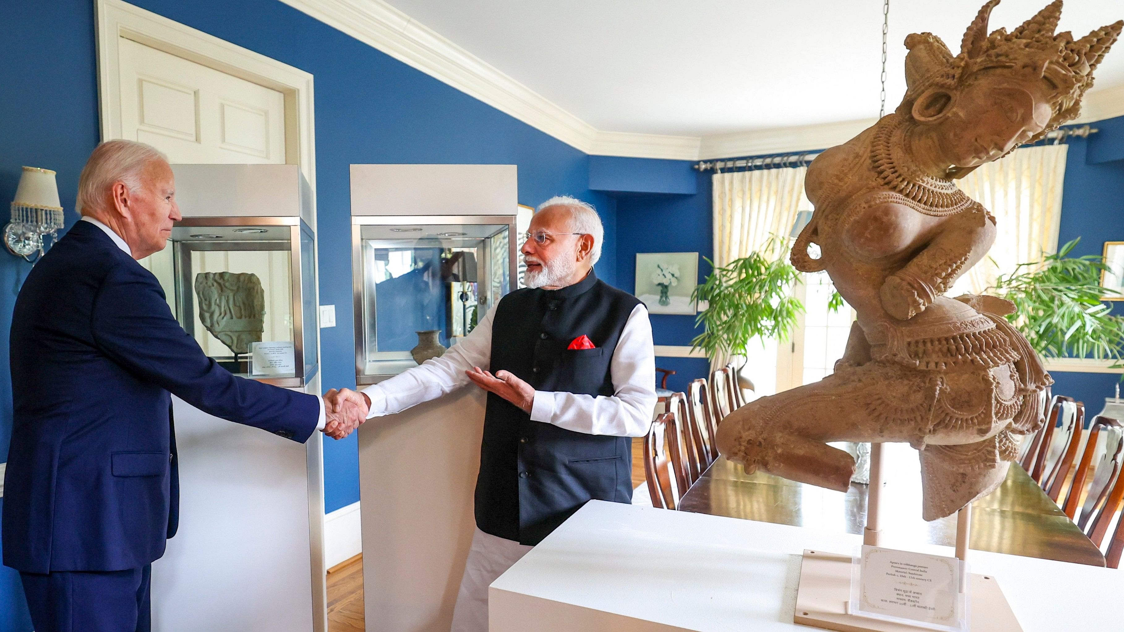 <div class="paragraphs"><p>Prime Minister Narendra Modi with US President Joe Biden at a meeting in Delaware, US.</p></div>