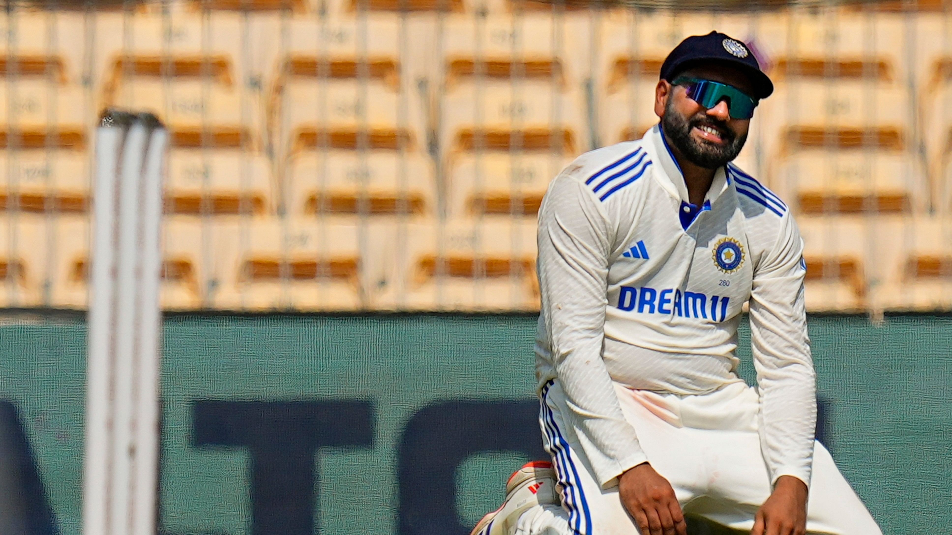 <div class="paragraphs"><p>India's captain Rohit Sharma reacts after a missed runout of Bangladesh's Hasan Mahmud on the second day of the first test cricket match between India and Bangladesh.</p></div>