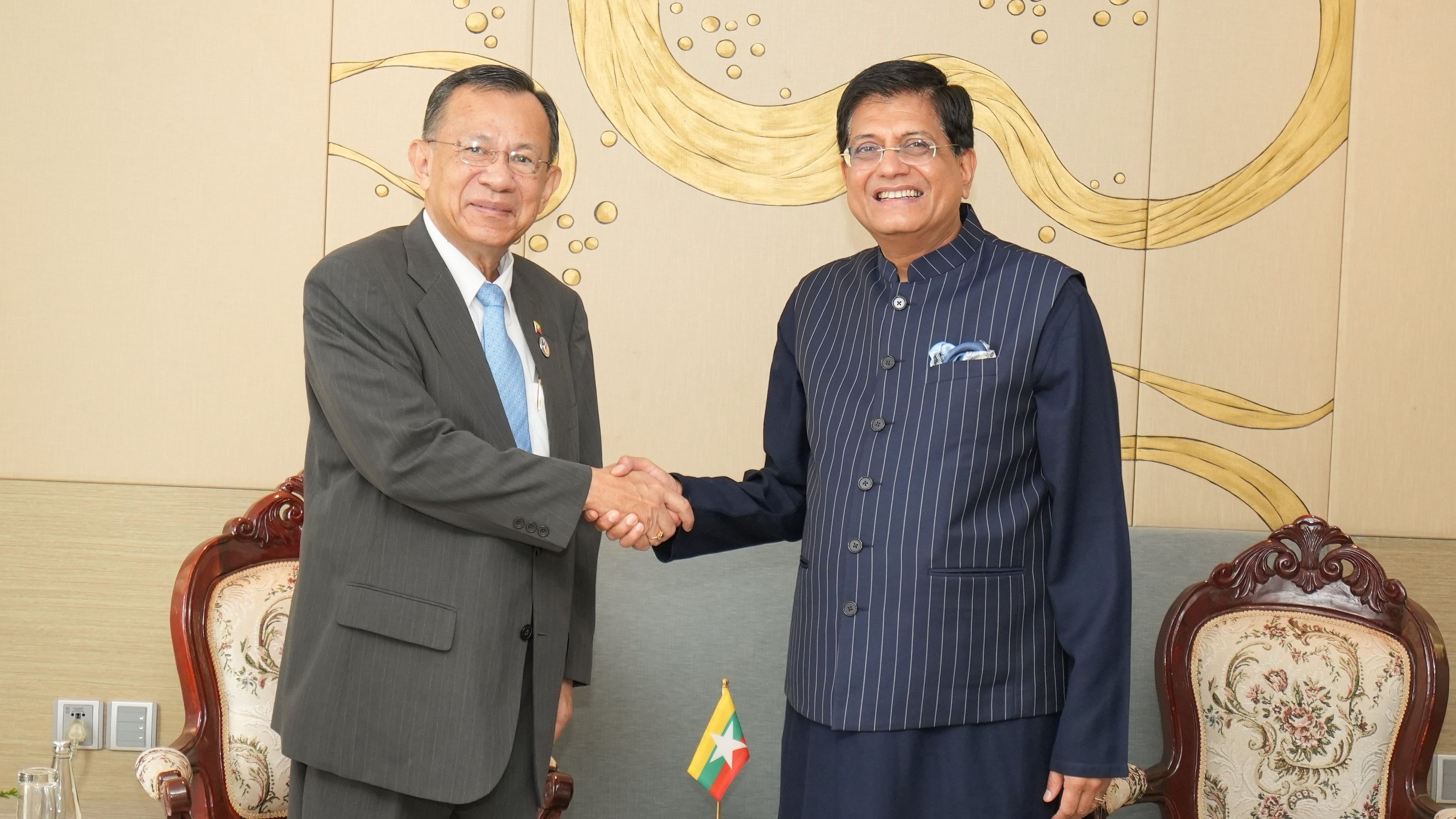 <div class="paragraphs"><p>Piyush Goyal meets&nbsp;Kan Zaw, Myanmar's Minister of Investment and Foreign Economic Relations.</p></div>