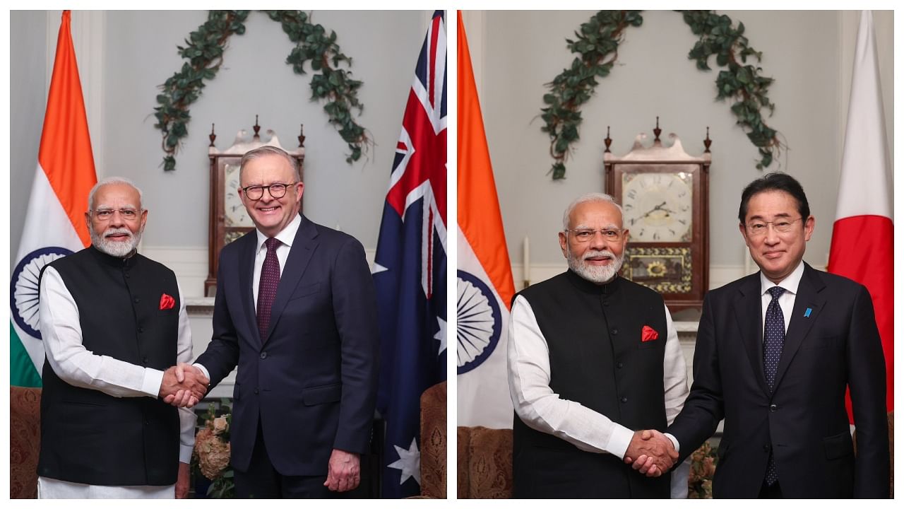 <div class="paragraphs"><p>Modi met Japanese Prime Minister Fumio Kishida and Australian Prime Minister Anthony Albanese.</p></div>