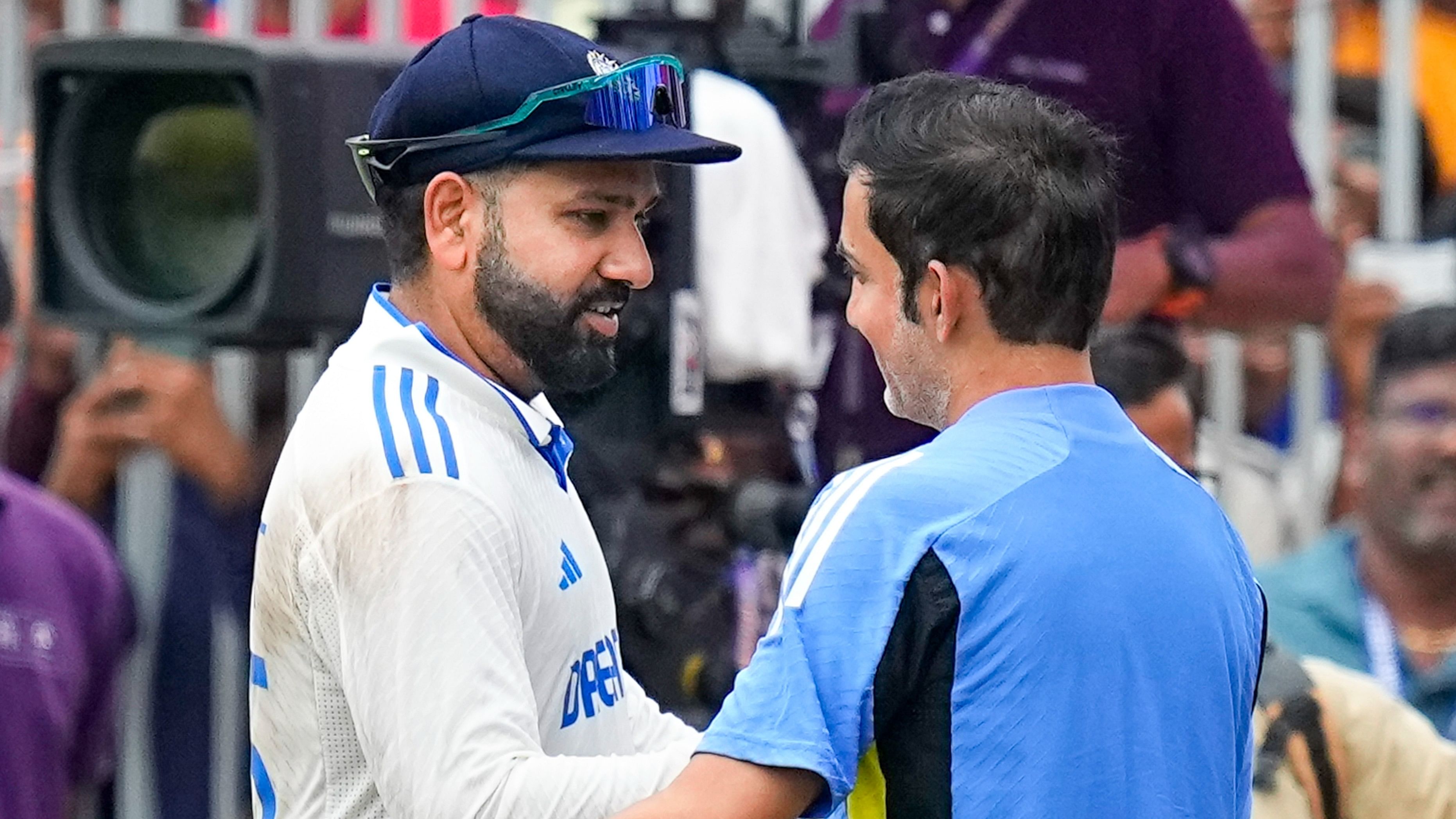 <div class="paragraphs"><p>ndian Coach Gautam Gambhir and captain Rohit Sharma after winning the first test cricket match against Bangladesh, at MA Chidambaram Stadium in Chennai, Sunday.</p></div>