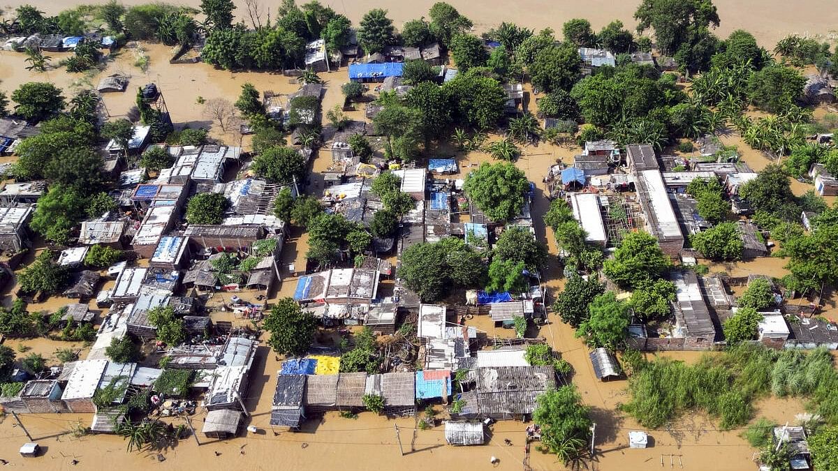 <div class="paragraphs"><p>Aerial view of an area inundated with water in Bihar.</p></div>