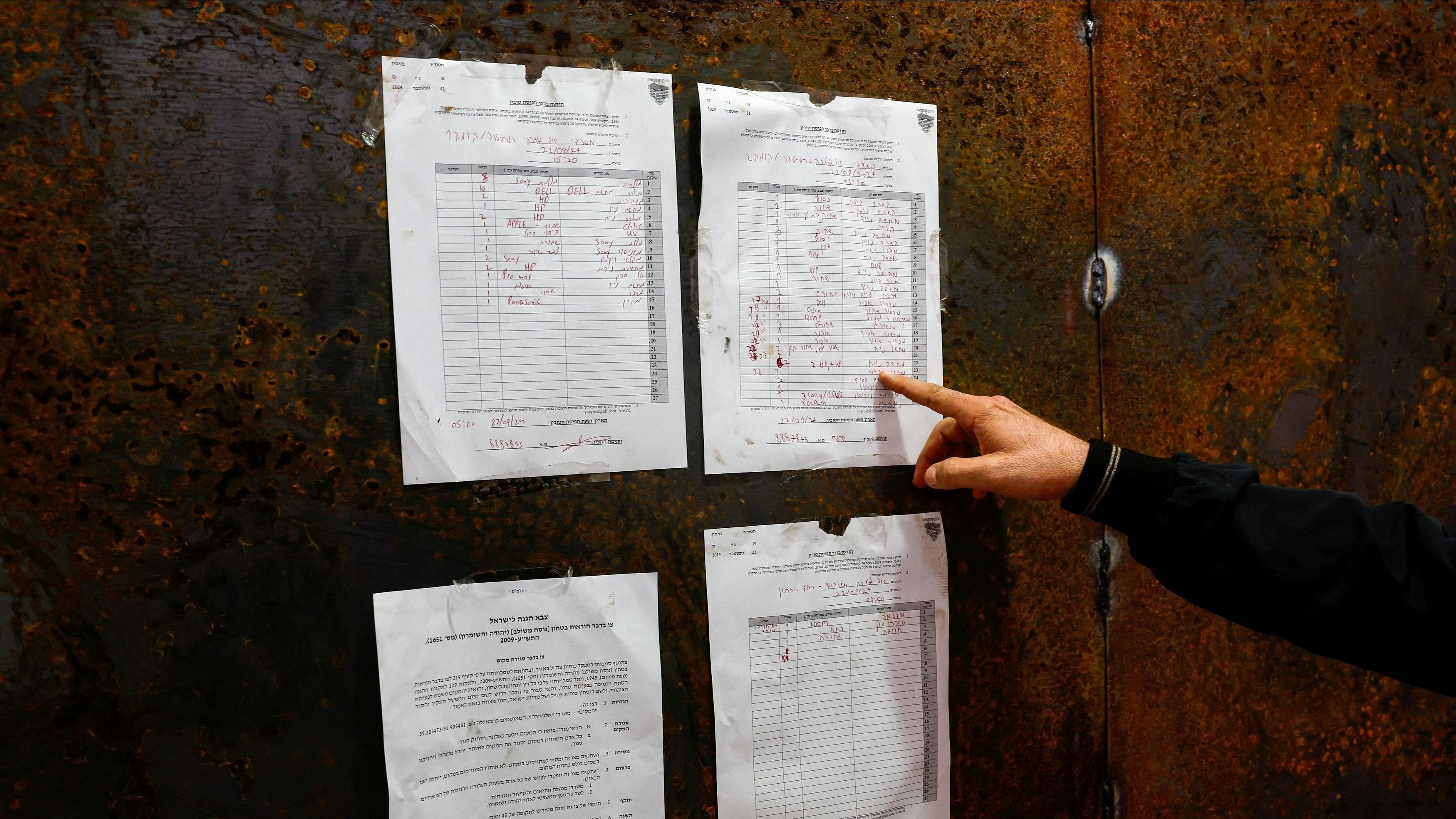 <div class="paragraphs"><p>A closure order by the Israeli Army is put up on the door to the Ramallah Al Jazeera office, after the office was stormed and closed by Israeli forces, in Ramallah, in the Israeli-occupied West Bank.</p></div>