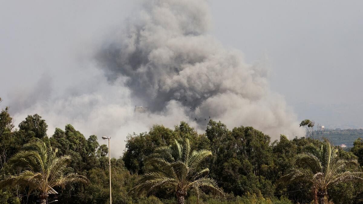 <div class="paragraphs"><p>Smoke billows over southern Lebanon following Israeli strikes, on Monday (September 23).</p></div>