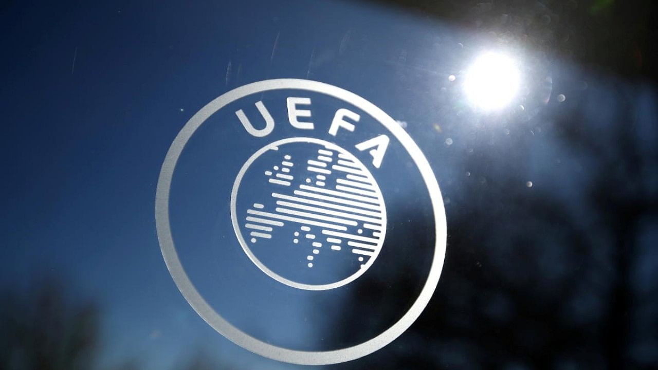 <div class="paragraphs"><p>General view of the UEFA logo at UEFA Headquarters. </p></div>