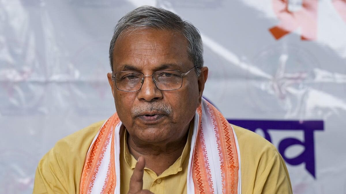 <div class="paragraphs"><p>Surendra Jain addresses a press conference in New Delhi on Tuesday.</p></div>