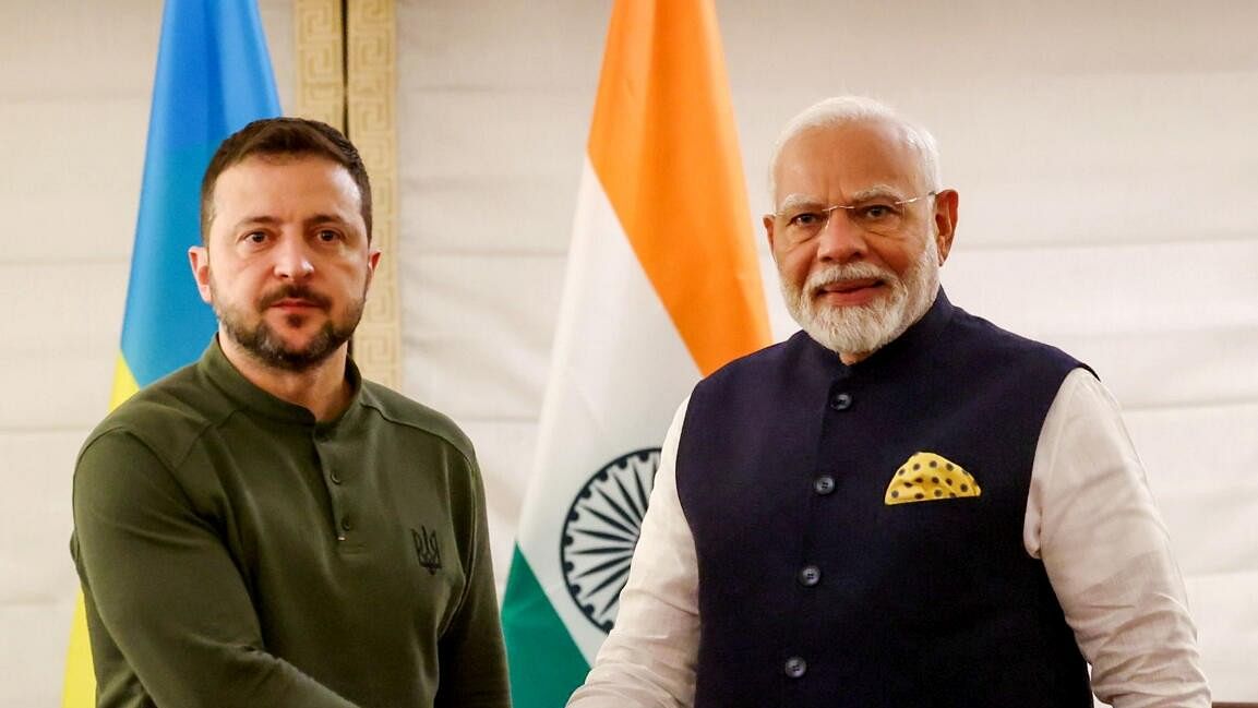 <div class="paragraphs"><p>Prime Minister Narendra Modi with President Volodymyr Zelenskyy of Ukraine during a meeting, in New York, Monday, Sept. 23, 2024.</p></div>