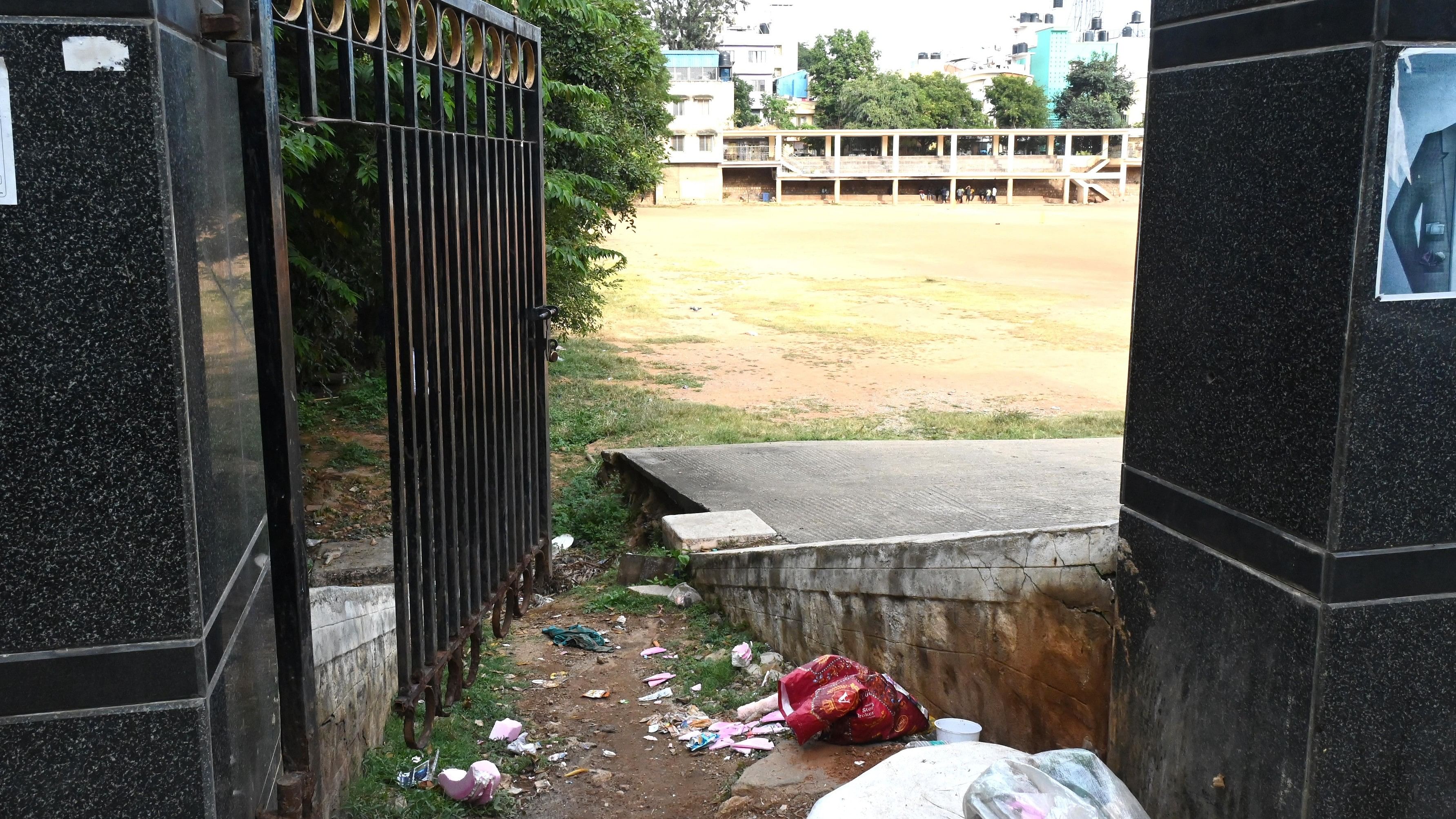 <div class="paragraphs"><p>The entrance gate to the BBMP's Colonel Vasanth Playground at Vyalikaval is broken and needs maintenance. </p></div>