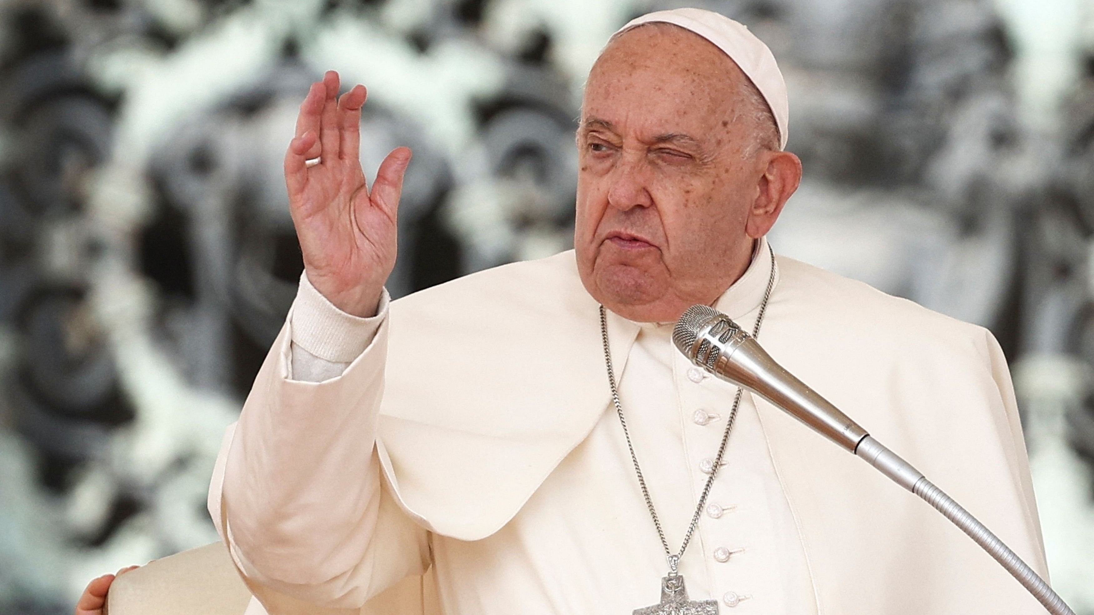 <div class="paragraphs"><p>Pope Francis speaks during the weekly general audience in St. Peter's Square at the Vatican, September 25, 2024. </p></div>