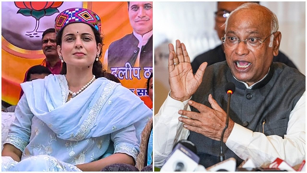 <div class="paragraphs"><p>BJP MP Kangana Ranaut; Congress president Mallikarjun Kharge</p></div>