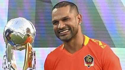 <div class="paragraphs"><p>Shikhar Dhawan during a Legends League cricket match between Gujarat Greats and Southern Superstars, at Barkatullah Khan Stadium in Jodhpur, Monday, September 23, 2024.</p></div>