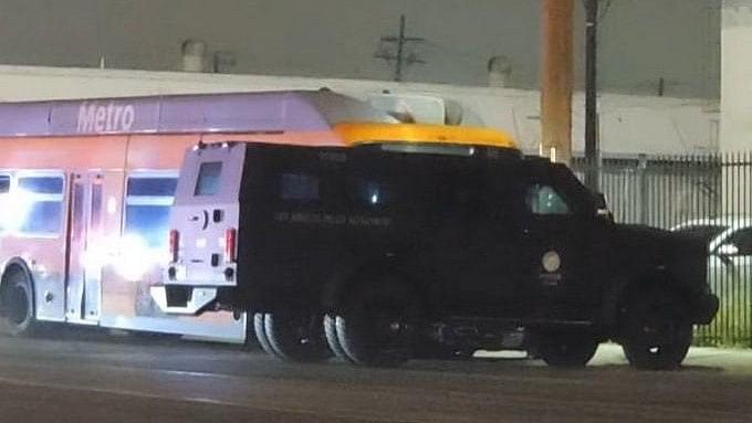 <div class="paragraphs"><p>Purported visuals showing a SWAT team van being parked in front of the hijacked bus, as shared on social media.</p></div>