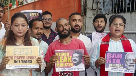 <div class="paragraphs"><p>Activists of Assam Pradesh Youth Congress stage a protest against the National Testing Agency (NTA) over the alleged irregularities in NEET-UG exams 2024.</p></div>