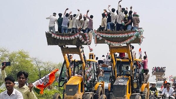 <div class="paragraphs"><p> Bulldozers being used during poll campaign ahead of the Haryana Assembly elections, in Haryana’s Nuh district.</p></div>