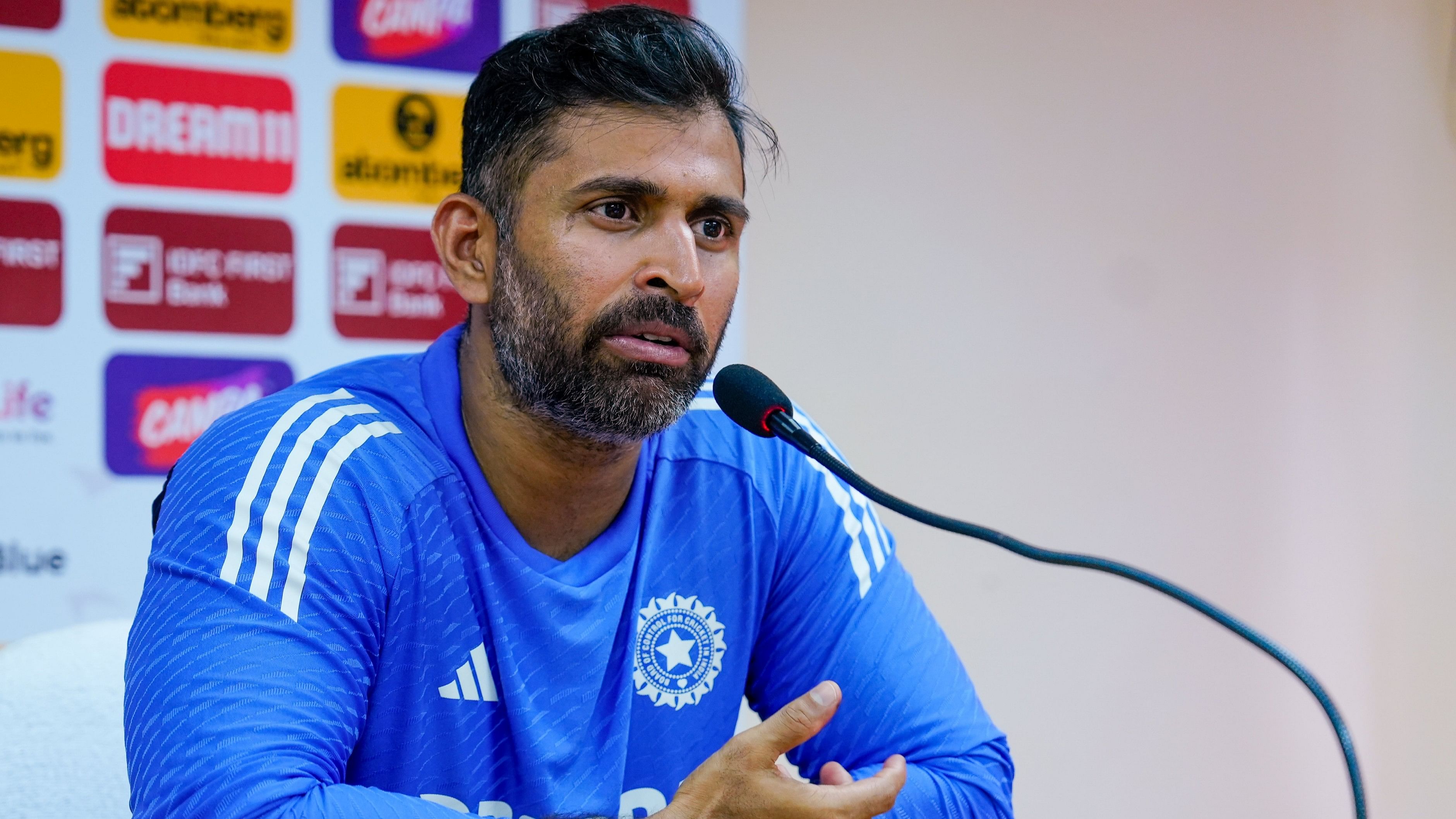 <div class="paragraphs"><p>Indian batting coach Abhishek Nayar addresses a press conference ahead of the 2nd cricket Test match between India and Bangladesh at the Green Park Stadium, in Kanpur, Thursday, Sept. 26, 2024. </p></div>