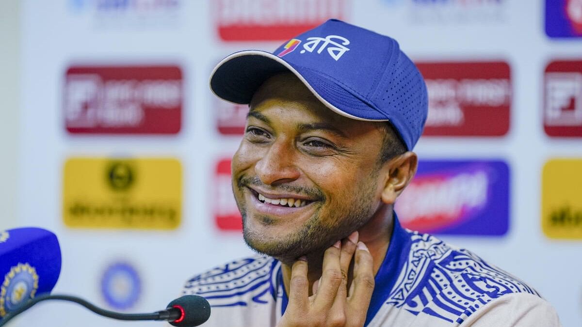 <div class="paragraphs"><p>Bangladesh all-rounder Shakib Al Hasan addresses a press conference ahead of the 2nd cricket Test match between India and Bangladesh at the Green Park Stadium, in Kanpur.&nbsp;</p></div>