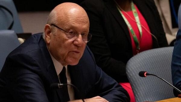 <div class="paragraphs"><p>Lebanon's caretaker Prime Minister, Najib Mikati speaks at the United Nations Security Council meeting on the escalation in fighting in Lebanon between Israel and Hezbollah during the United Nations General Assembly.</p></div>