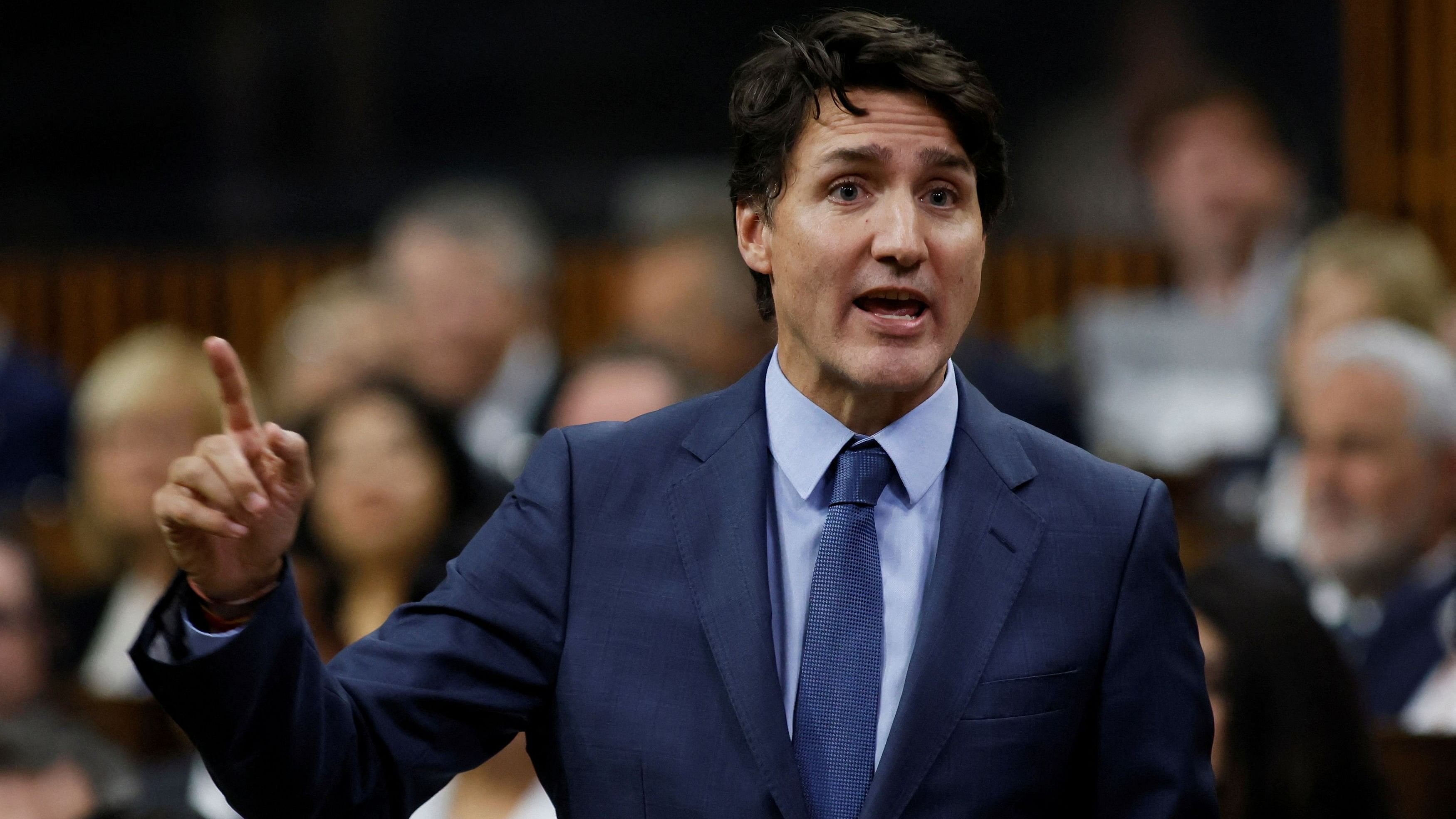 <div class="paragraphs"><p>Canada's Prime Minister Justin Trudeau speaks during Question Period in the House of Commons on Parliament Hill in Ottawa, Ontario.</p></div>