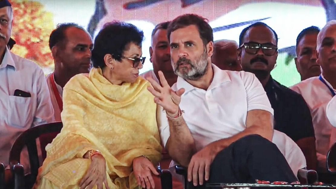 <div class="paragraphs"><p>Rahul Gandhi with Kumari Selja during a public meeting in Karnal on Thursday (September 26).&nbsp;</p></div>