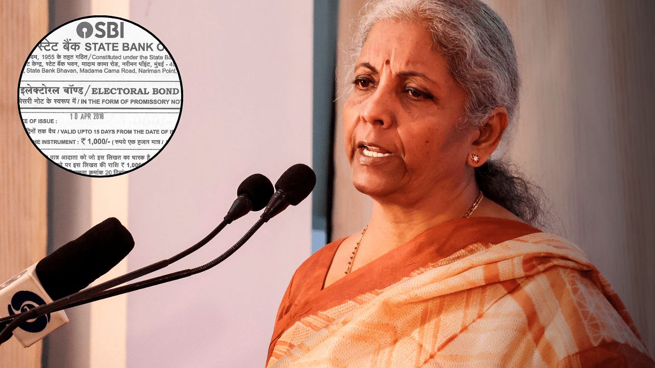 <div class="paragraphs"><p>Image showing Finance Minister Nirmala Sitharaman and electoral bonds.</p></div>