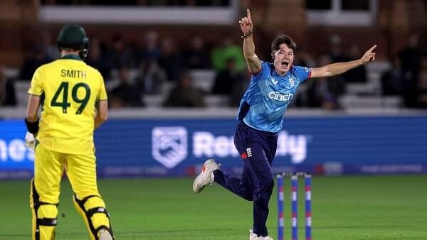 <div class="paragraphs"><p>England's Matthew Potts celebrates after taking the wicket of Australia's Steven Smith.</p></div>