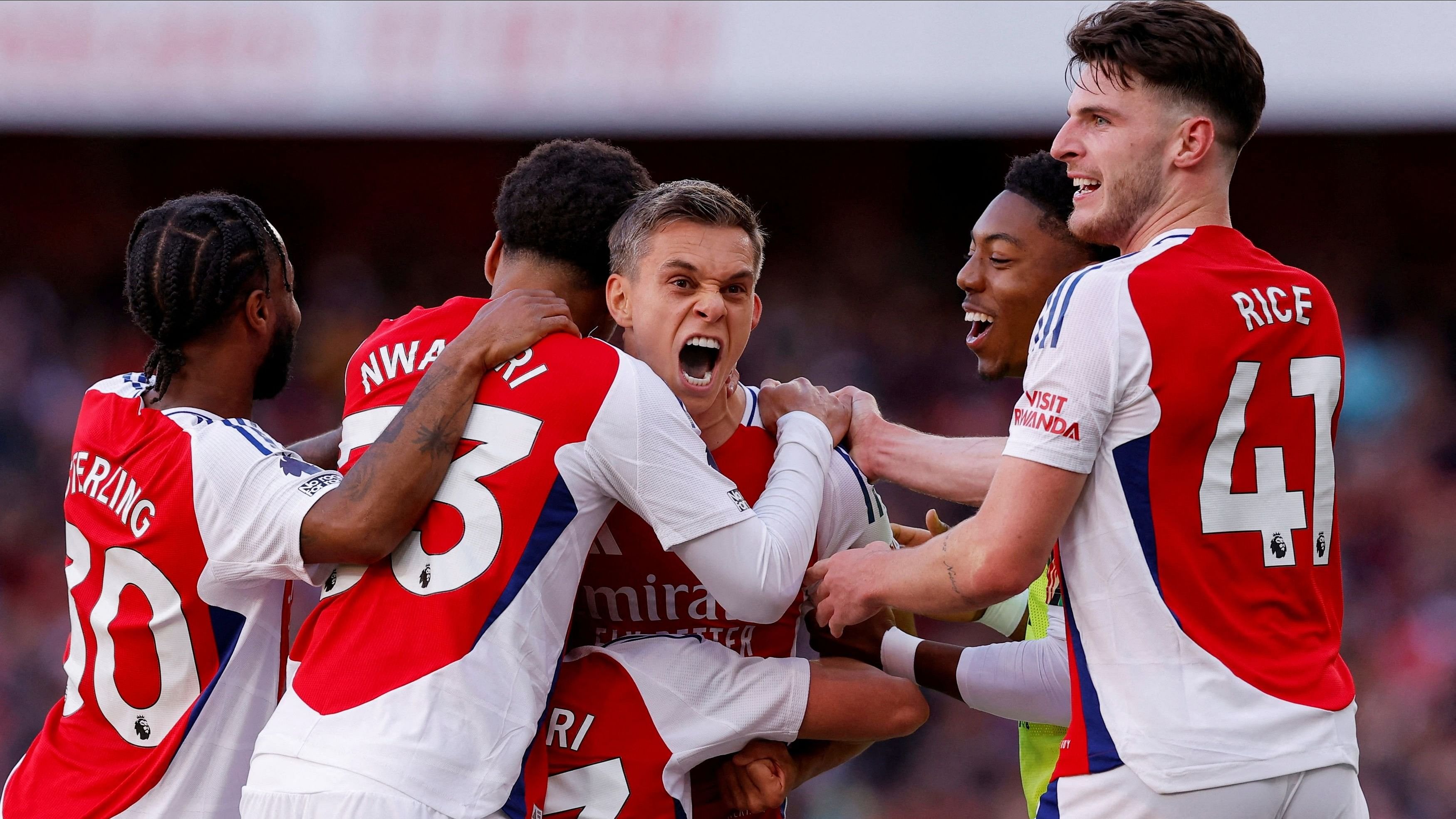 <div class="paragraphs"><p>Arsenal's Leandro Trossard celebrates.</p></div>