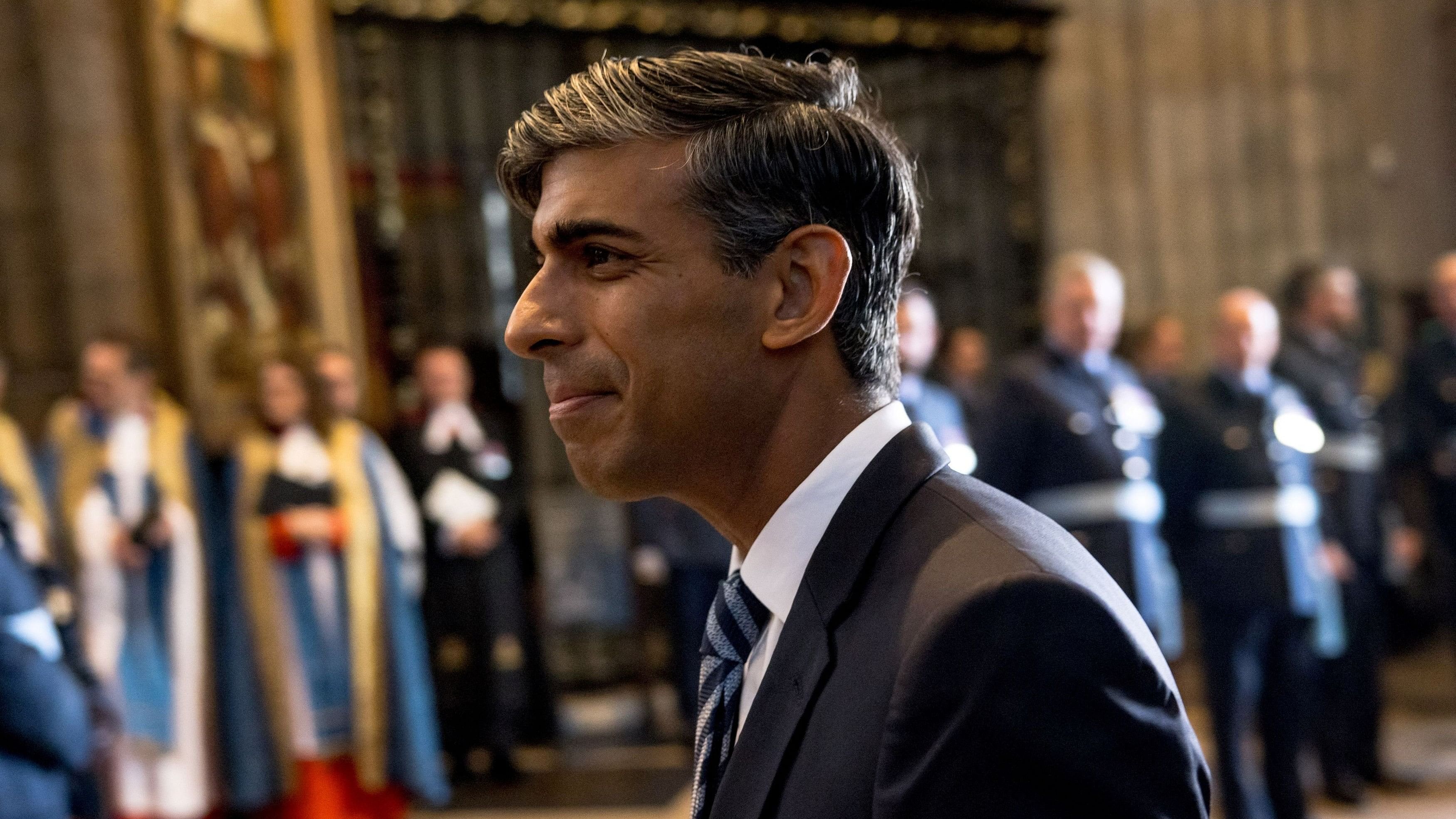 Former British Prime Minister Rishi Sunak attends a service of thanksgiving and rededication on the 84th anniversary of the Battle of Britain at Westminster Abbey in London, Britain, September 15, 2024. Jack Taylor/Pool via REUTERS