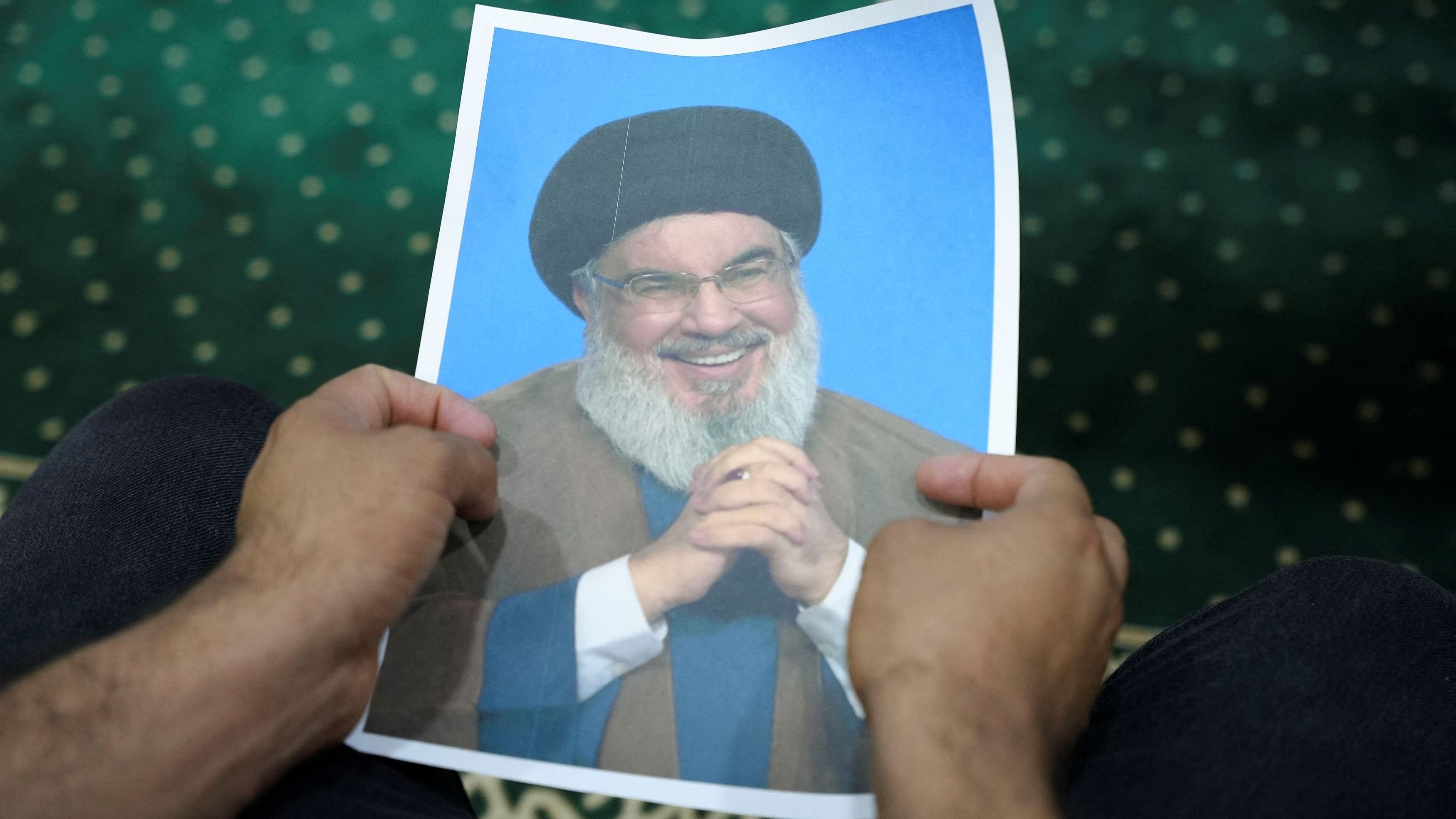 <div class="paragraphs"><p>A picture of Lebanon's Hezbollah leader Sayyed Hassan Nasrallah, who has been killed.</p></div>