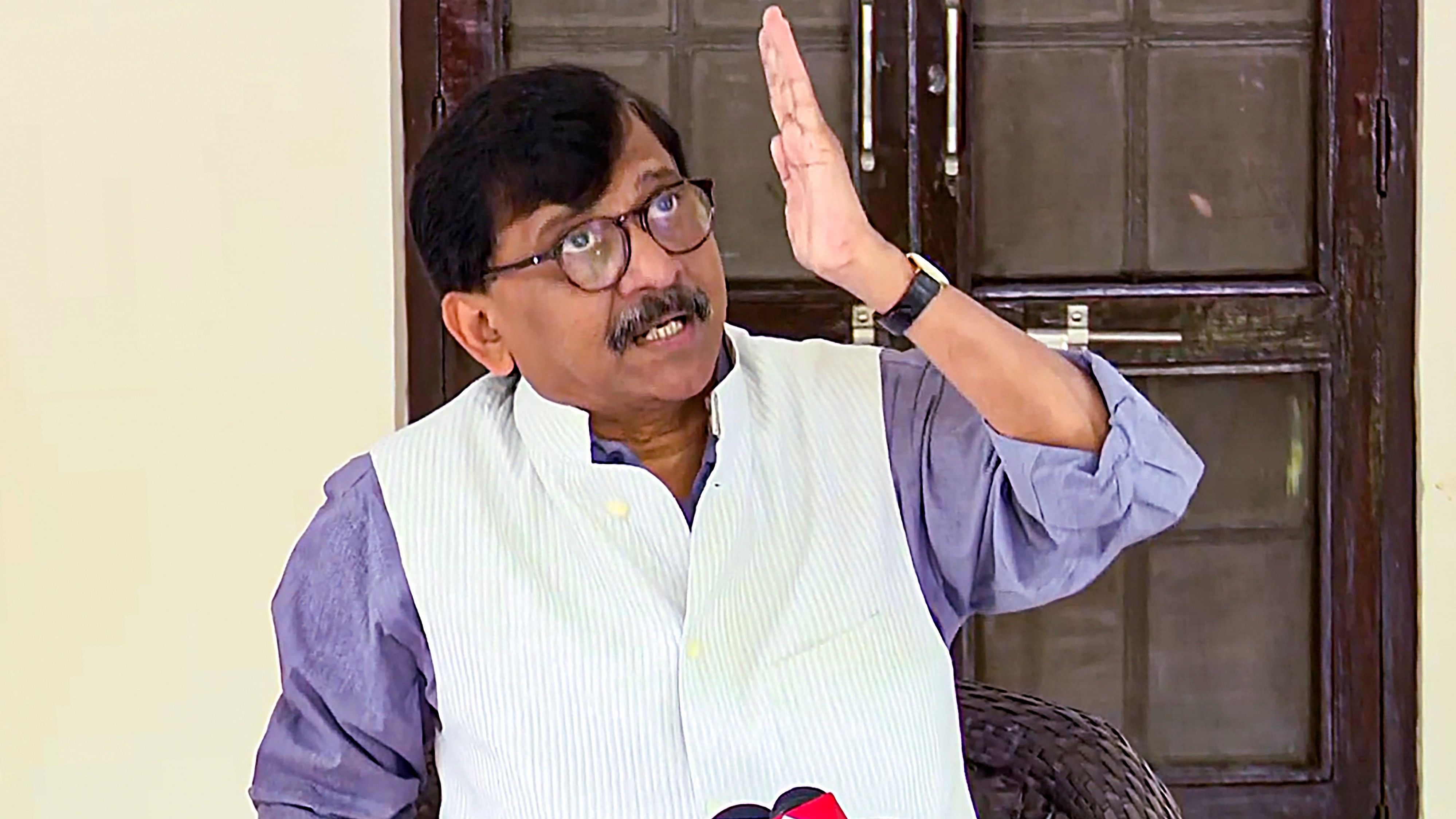 <div class="paragraphs"><p>Shiv Sena (UBT) MP Sanjay Raut addresses the media in New Delhi</p></div>