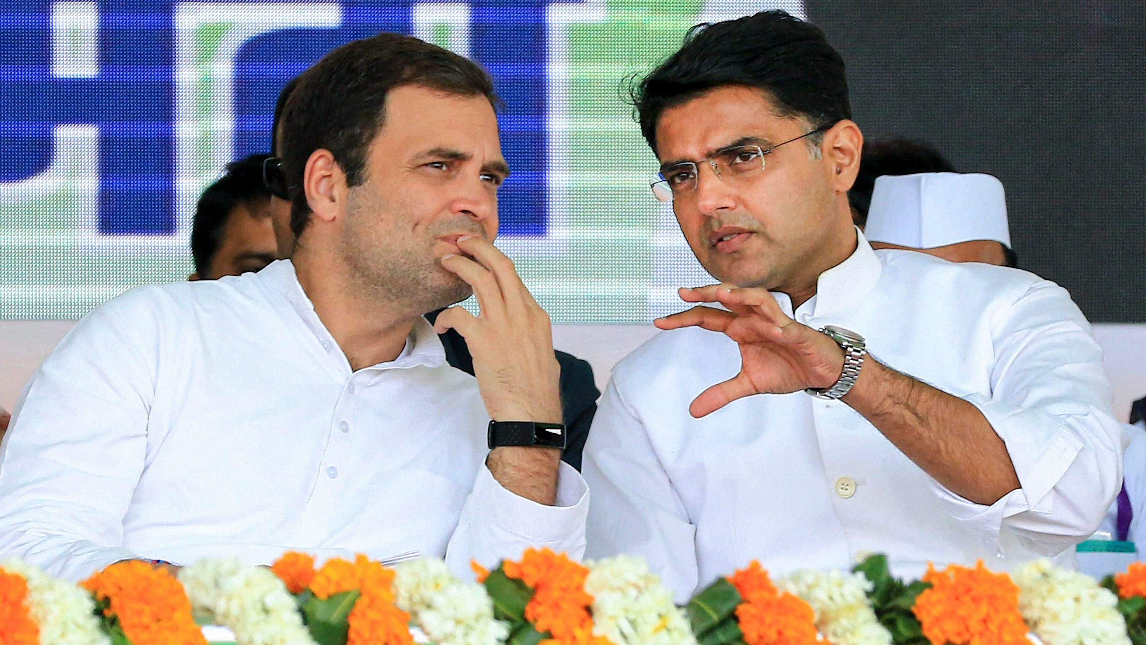 <div class="paragraphs"><p>In this, Jan 9, 2019 file photo the rebel Congress leader Sachin Pilot (R) is seen with the then Congress leader Rahul Gandhi</p></div>