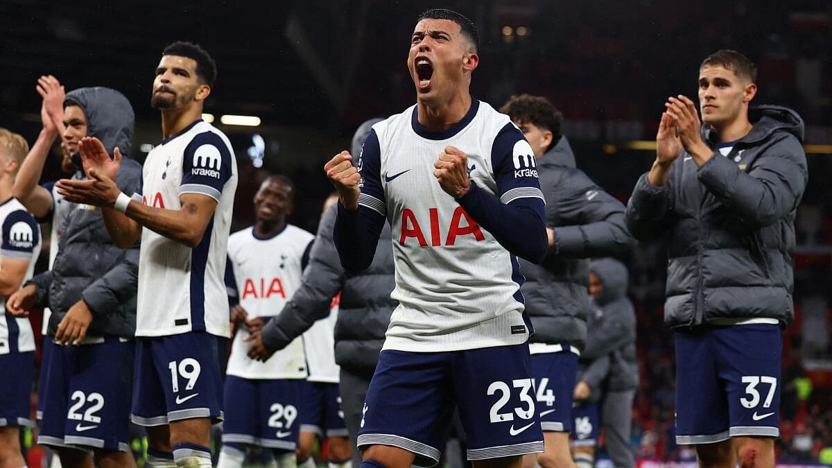 <div class="paragraphs"><p>Tottenham Hotspur's Pedro Porro celebrates after the match.</p></div>